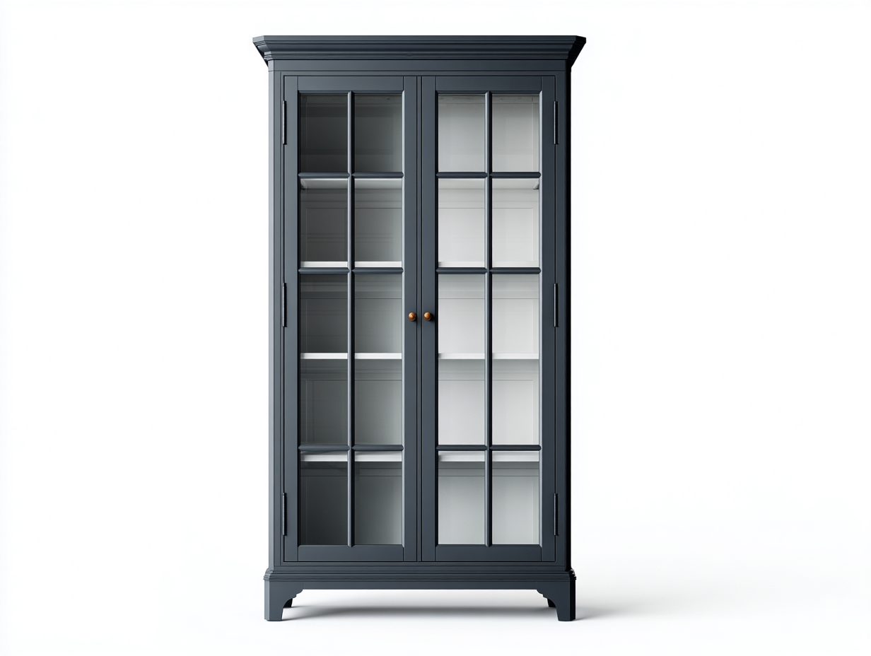 Vitrinas - madera-vidrio - 82x38x195 cm - azul grisáceo - estilo clásico-Cottauphut