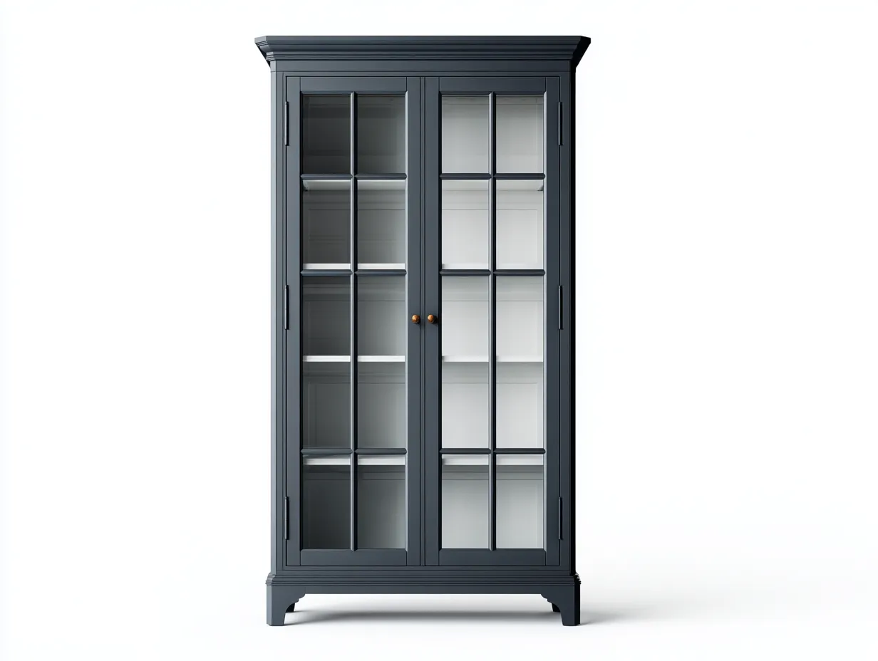 Vitrinas - madera-vidrio - 82x38x195 cm - azul grisáceo - estilo clásico-Cottauphut