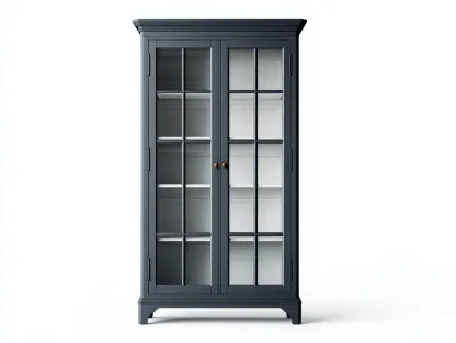 Vitrinas - madera-vidrio - 82x38x195 cm - azul grisáceo - estilo clásico-Cottauphut