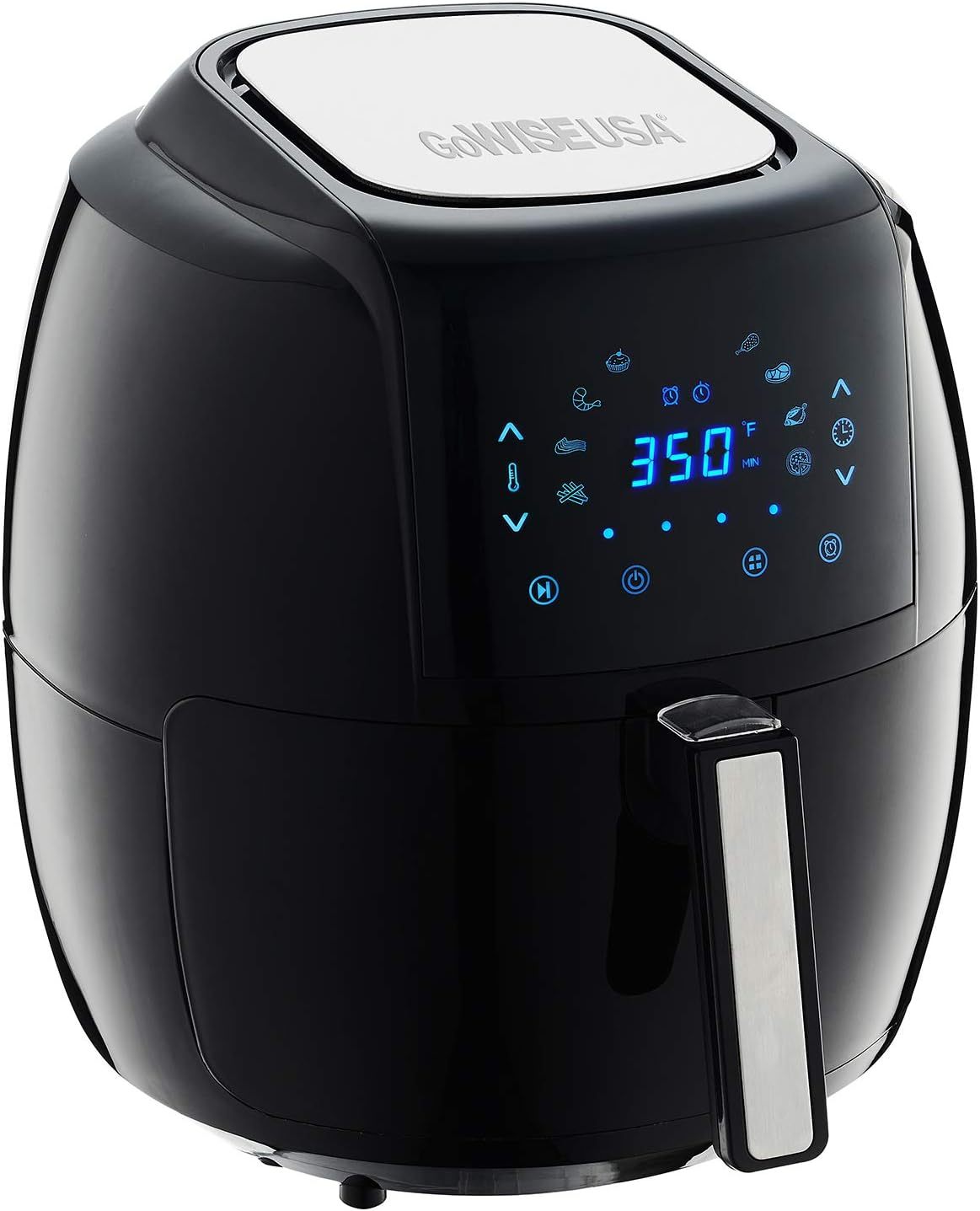 GoWISE USA Freidora de Aire Digital 8 en 1 5,8 Qt 1700W con Temporizador y Libro de Recetas Negra-Cottauphut