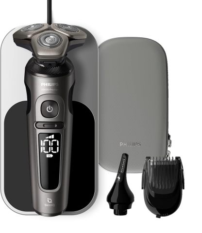 Philips Serie 9000 Prestige Afeitadora Eléctrica Hombre SP9871/22, 72 Cuchillas, Uso en Seco y Húmedo, 60 Min Autonomía, Base de Carga Qi, Recargable, Color Cromo-Cottauphut