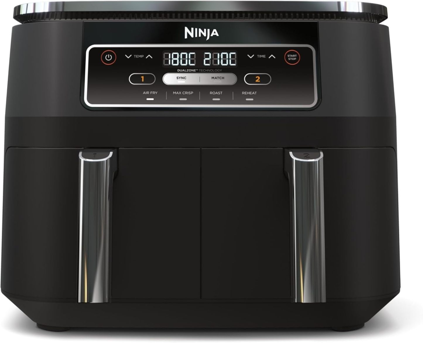 Ninja Foodi Dual Zone Freidora de Aire Digital – 2 Cajones, 7,6L, 4 en 1: Freír con Aire, Gratinar, Asar y Recalentar, Antiadherente, Cestas y Rejillas APTAS para Lavavajillas, Negro, AF200EU-Cottauphut