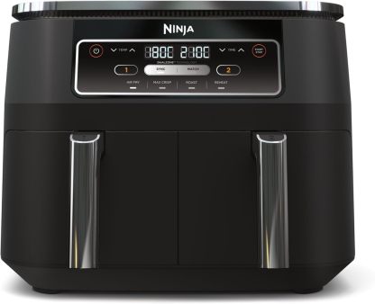 Ninja Foodi Dual Zone Freidora de Aire Digital – 2 Cajones, 7,6L, 4 en 1: Freír con Aire, Gratinar, Asar y Recalentar, Antiadherente, Cestas y Rejillas APTAS para Lavavajillas, Negro, AF200EU-Cottauphut