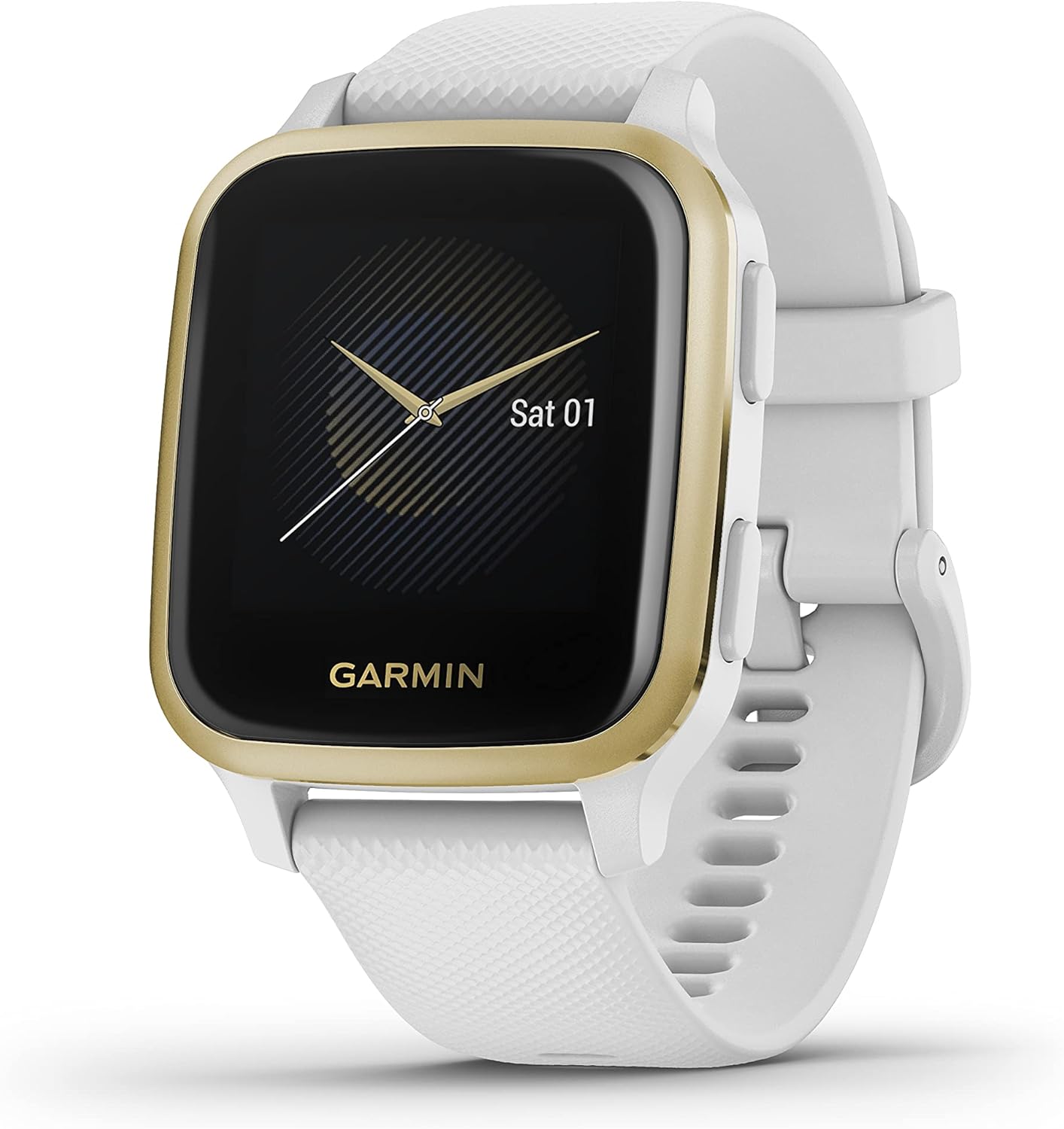 Garmin Venu Sq Reloj inteligente con GPS integrado, pantalla táctil 1,3", impermeable, hasta 6 días de batería, Blanco y Dorado-Cottauphut