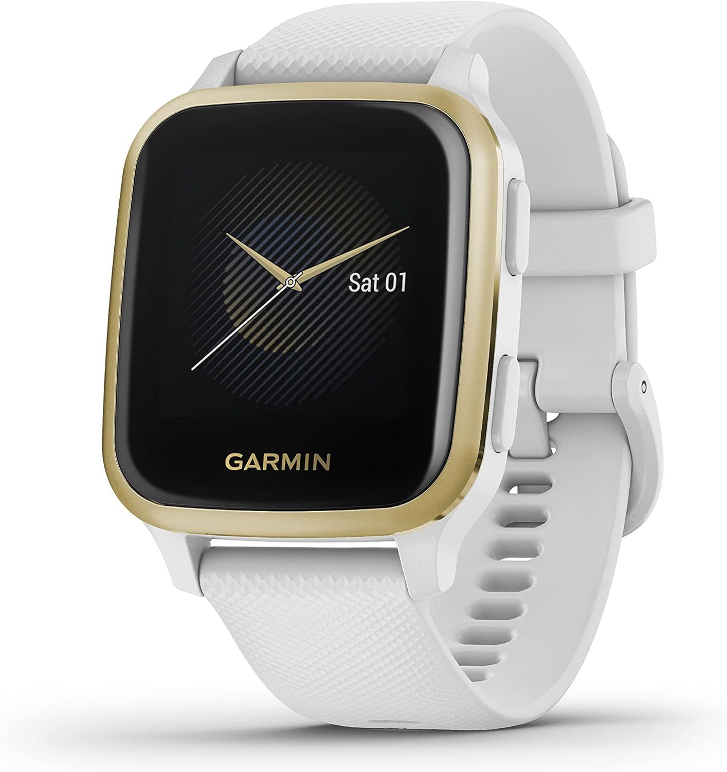 Garmin Venu Sq Reloj inteligente con GPS integrado, pantalla táctil 1,3", impermeable, hasta 6 días de batería, Blanco y Dorado-Cottauphut