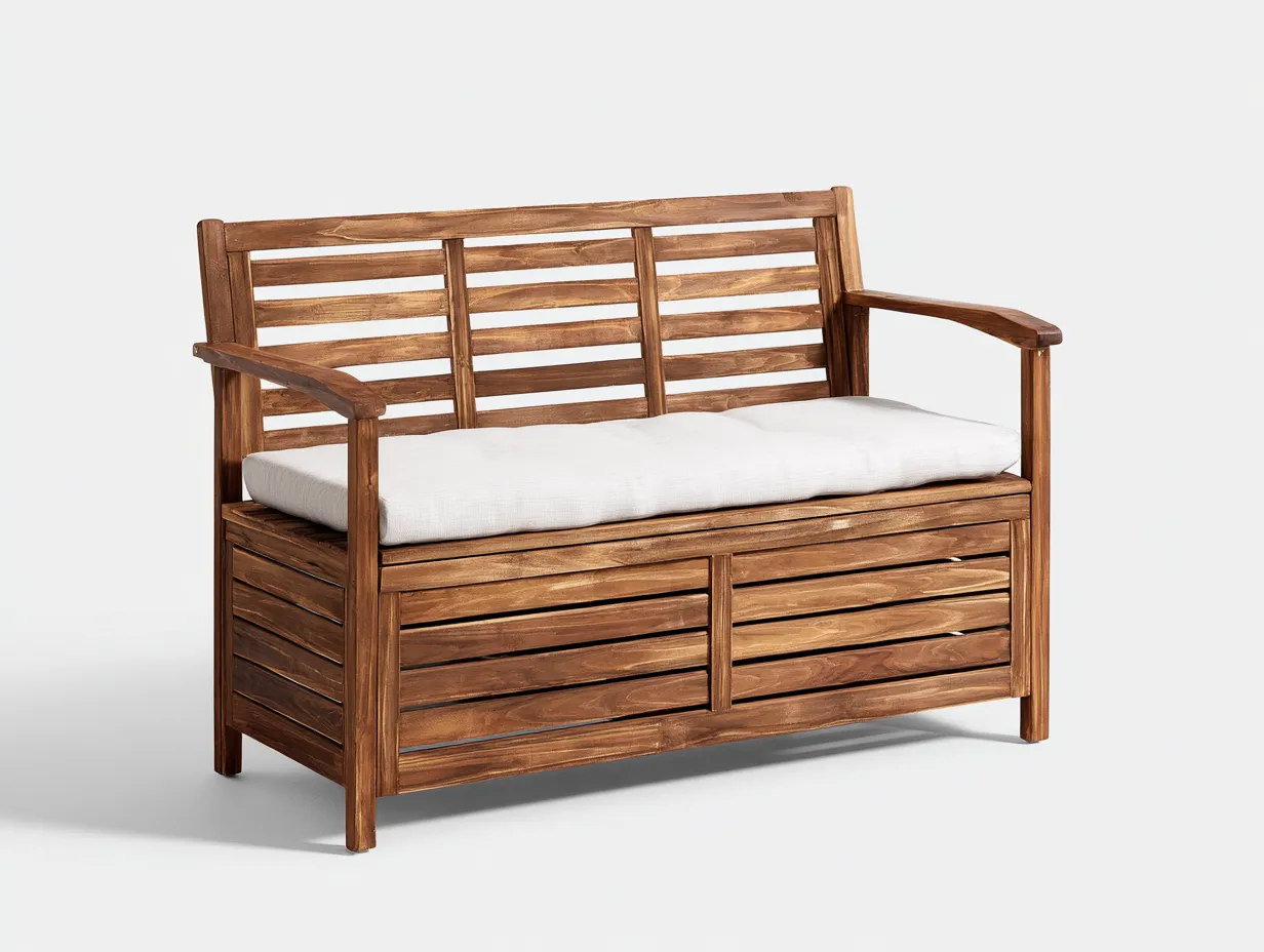 Banco de jardín - madera - 145x62x86 cm - madera marrón - estilo exterior funcional-Cottauphut