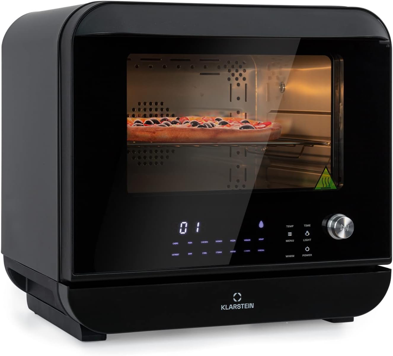 Klarstein Horno Freidora de Aire – 18L, 2450W Calentamiento Rápido, Compacta, 10 Programas, Apagado Automático, Pantalla Táctil, Temporizador, Negro-Cottauphut