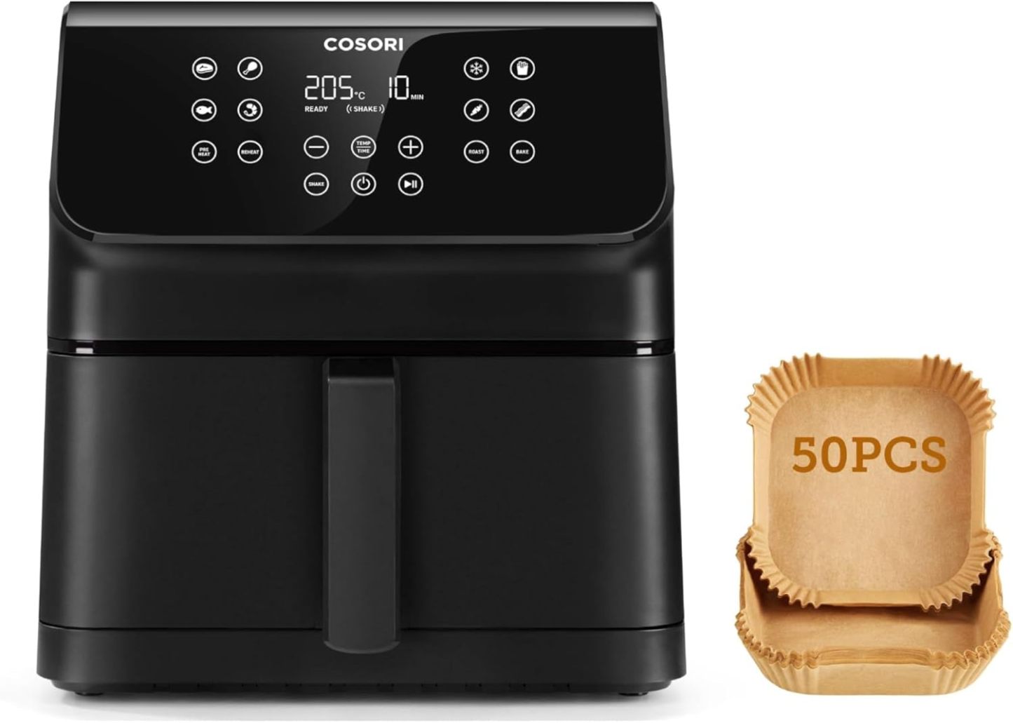 COSORI Freidora de Aire Caliente 6,2L Negra - Función Deshidratación, Control Táctil, Revestimiento Antiadherente, Asar, Hornear y Deshidratar-Cottauphut