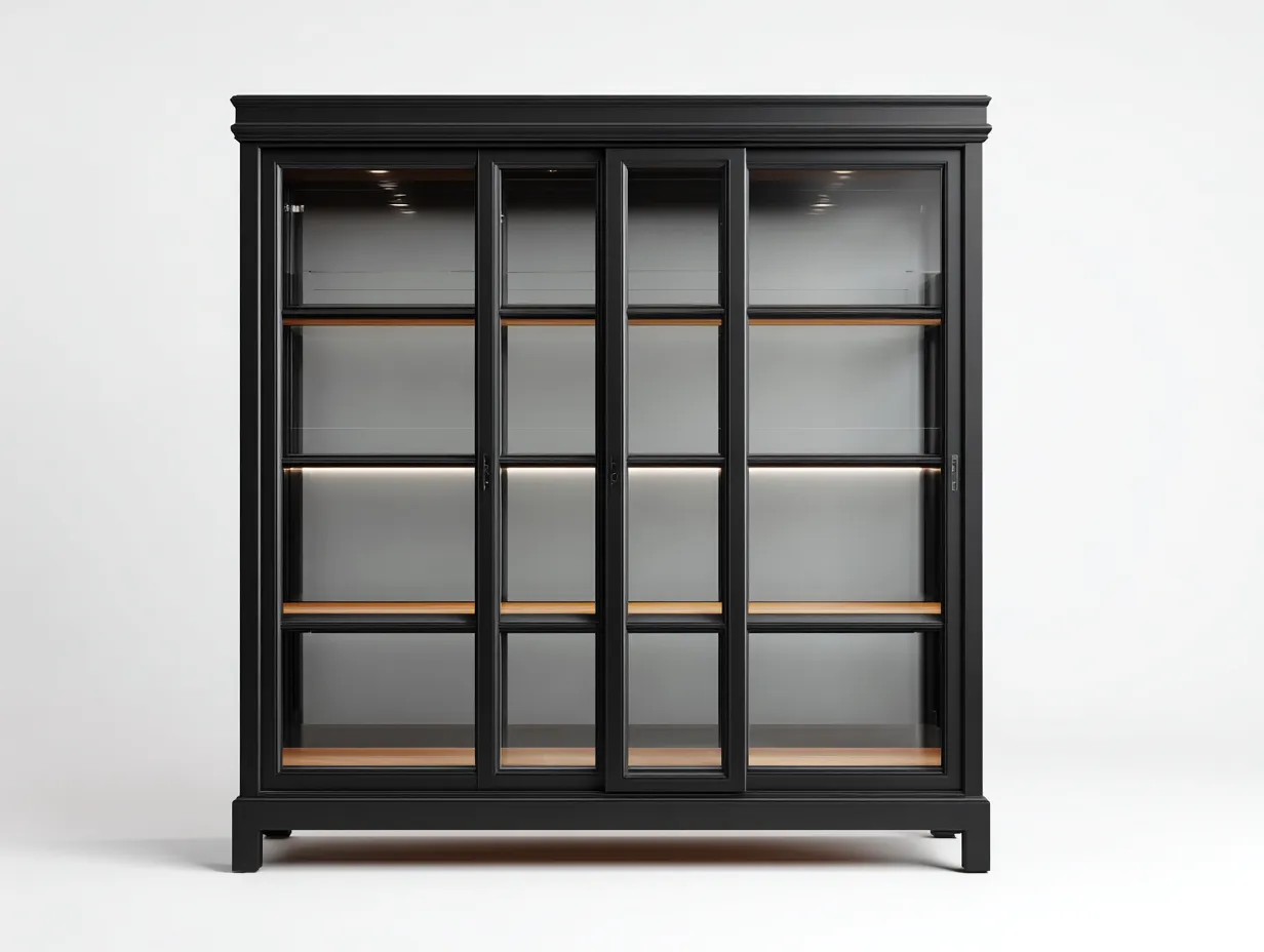 Vitrinas - madera-vidrio - 156x41x196 cm - negro - estilo contemporáneo-Cottauphut