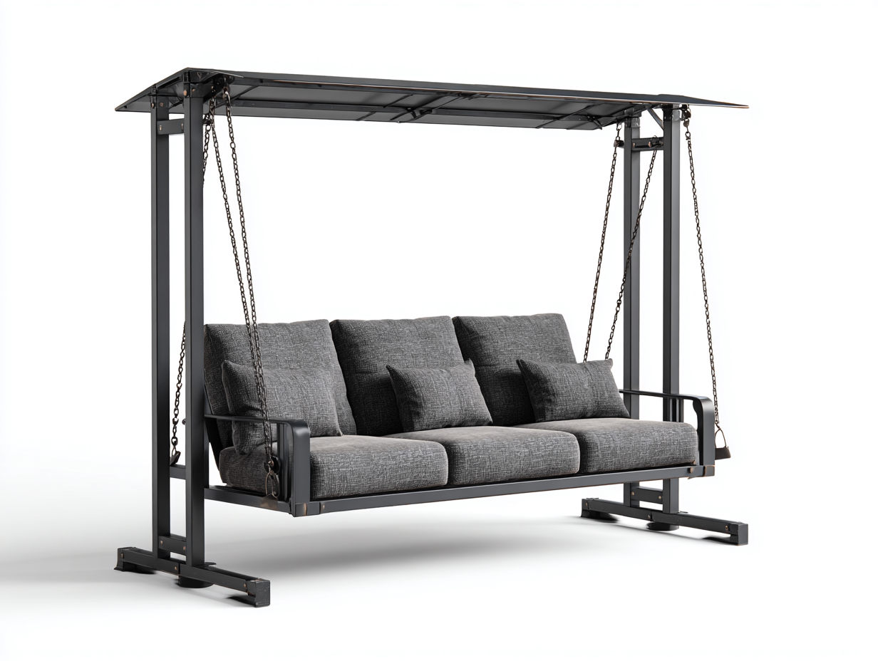 Silla colgante - Metal-Tejido - 210x130x180 cm - Gris oscuro/Negro - Diseño moderno-Cottauphut