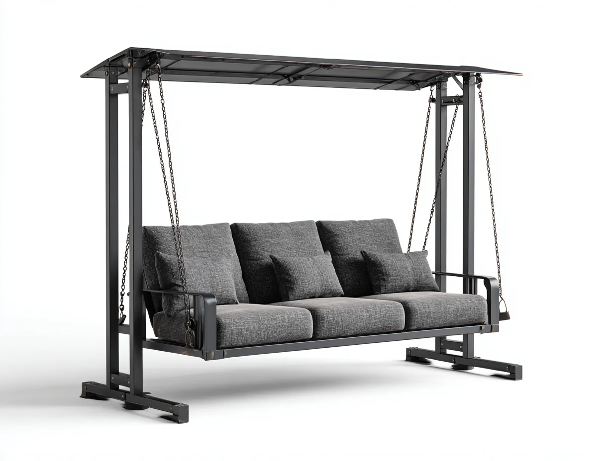 Silla colgante - Metal-Tejido - 210x130x180 cm - Gris oscuro/Negro - Diseño moderno-Cottauphut