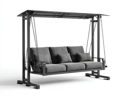Silla colgante - Metal-Tejido - 210x130x180 cm - Gris oscuro/Negro - Diseño moderno-Cottauphut