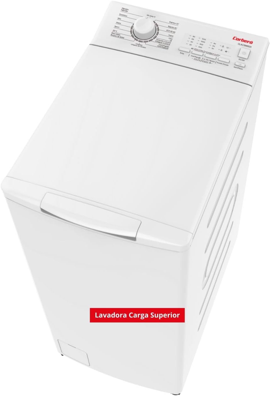 Corberó Lavadora Carga Superior CLACSM6524 6,5 kg, 1200 RPM, 16 Programas con Vapor, ECO, Inicio Diferido, Blanca-Cottauphut
