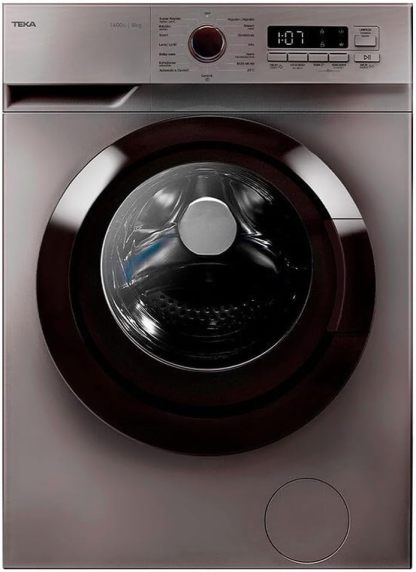 TEKA Lavadora Libre Instalación WMK 40840 8 kg, 1400 RPM, Motor Inverter, 15 Programas, Display Digital, Acero Inoxidable Oscuro-Cottauphut