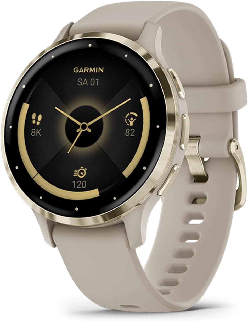 Garmin Venu 3S Smartwatch premium reacondicionado con GPS integrado, pantalla AMOLED 1,2", más de 30 aplicaciones deportivas, funciones avanzadas de salud, hasta 10 días de autonomía, Beige Gold-Cottauphut