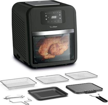 Moulinex Easy Fry Oven Grill – 11L, Freidora de Aire, Grill y Horno, 9 Funciones en 1, 8 Programas, Hasta 3 Comidas a la Vez, Temperatura Regulable, Grill Antiadherente, Recetario Digital, AL5018-Cottauphut