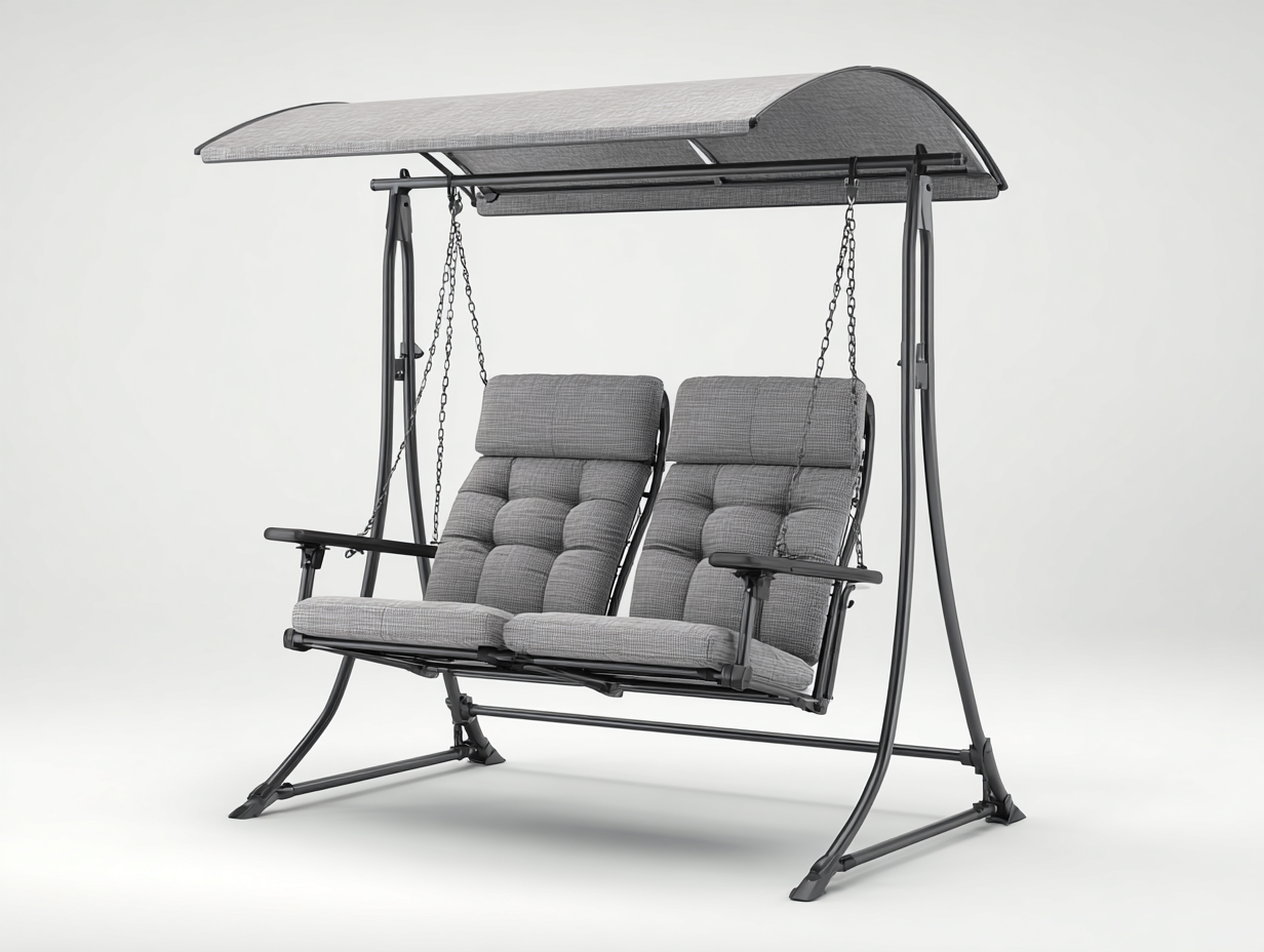 Silla colgante - Metal-Tejido - 198x128x172 cm - Gris claro/Negro - Estilo moderno-Cottauphut