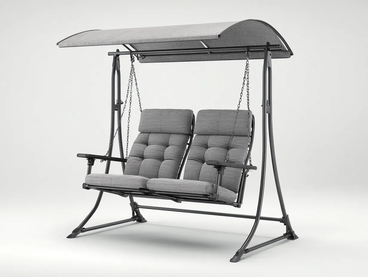 Silla colgante - Metal-Tejido - 198x128x172 cm - Gris claro/Negro - Estilo moderno-Cottauphut