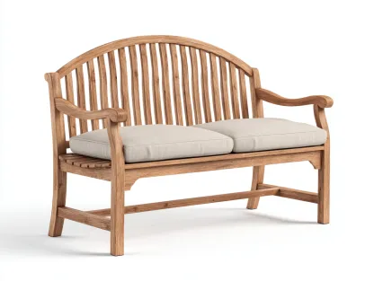 Bancos de jardín - madera-tejido - 150x62x90 cm - madera natural/beige claro - estilo clásico exterior-Cottauphut