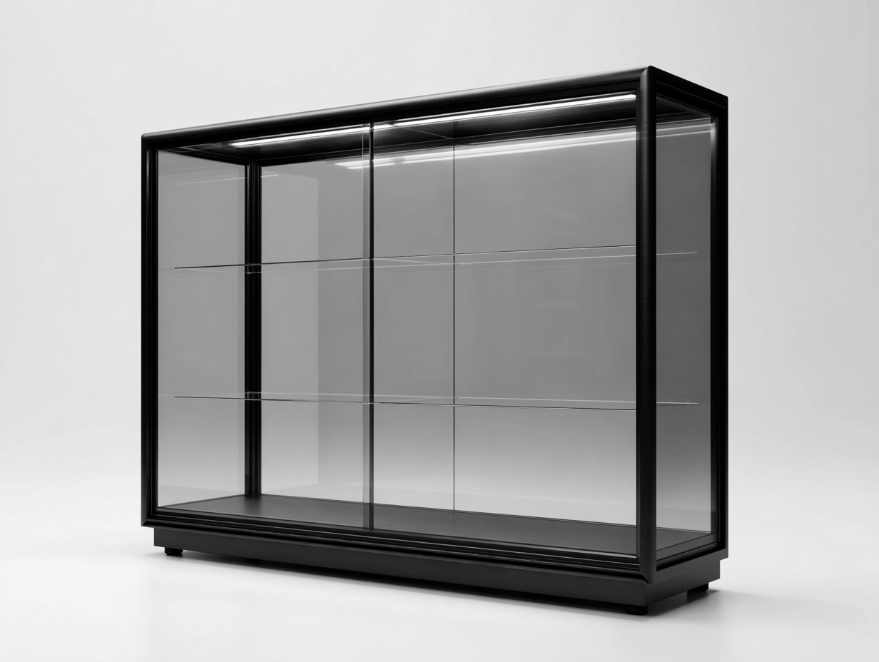 Vitrinas - metal-vidrio - 180x45x200 cm - negro - estilo contemporáneo-Cottauphut