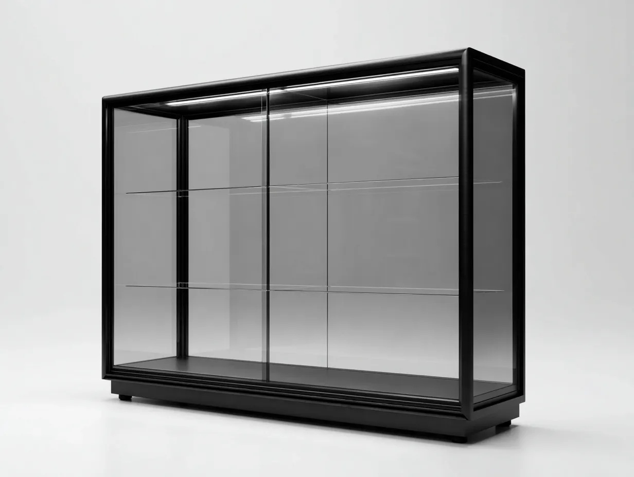 Vitrinas - metal-vidrio - 180x45x200 cm - negro - estilo contemporáneo-Cottauphut