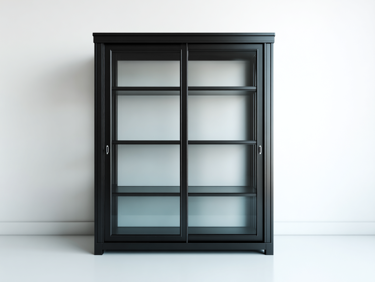 Vitrinas - metal-vidrio - 128x43x188 cm - negro - estilo contemporáneo-Cottauphut