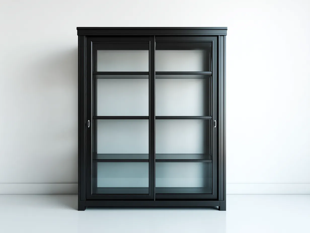 Vitrinas - metal-vidrio - 128x43x188 cm - negro - estilo contemporáneo-Cottauphut