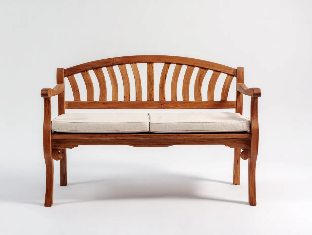 Bancos de jardín - madera-tejido - 145x60x88 cm - madera marrón/beige claro - estilo clásico exterior-Cottauphut