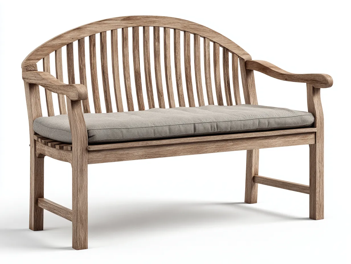 Bancos de jardín - madera-tejido - 145x60x88 cm - madera natural/gris claro - estilo clásico exterior-Cottauphut