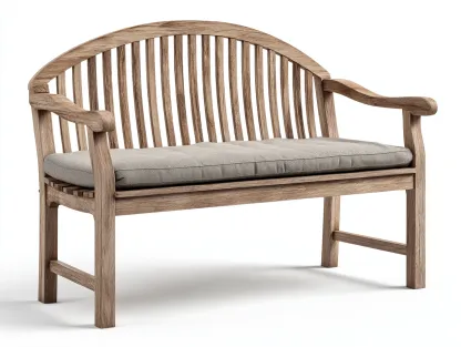 Bancos de jardín - madera-tejido - 145x60x88 cm - madera natural/gris claro - estilo clásico exterior-Cottauphut