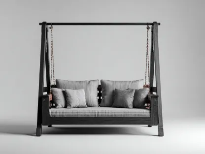 Silla colgante - Madera-Metal-Tejido - 205x120x185 cm - Gris oscuro/Negro - Estilo moderno-Cottauphut