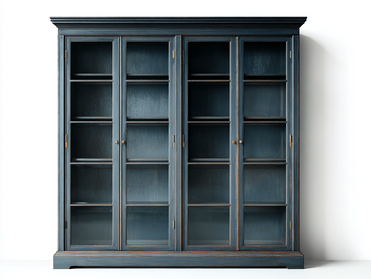 Vitrinas - madera-vidrio - 178x45x205 cm - azul grisáceo - estilo clásico-Cottauphut