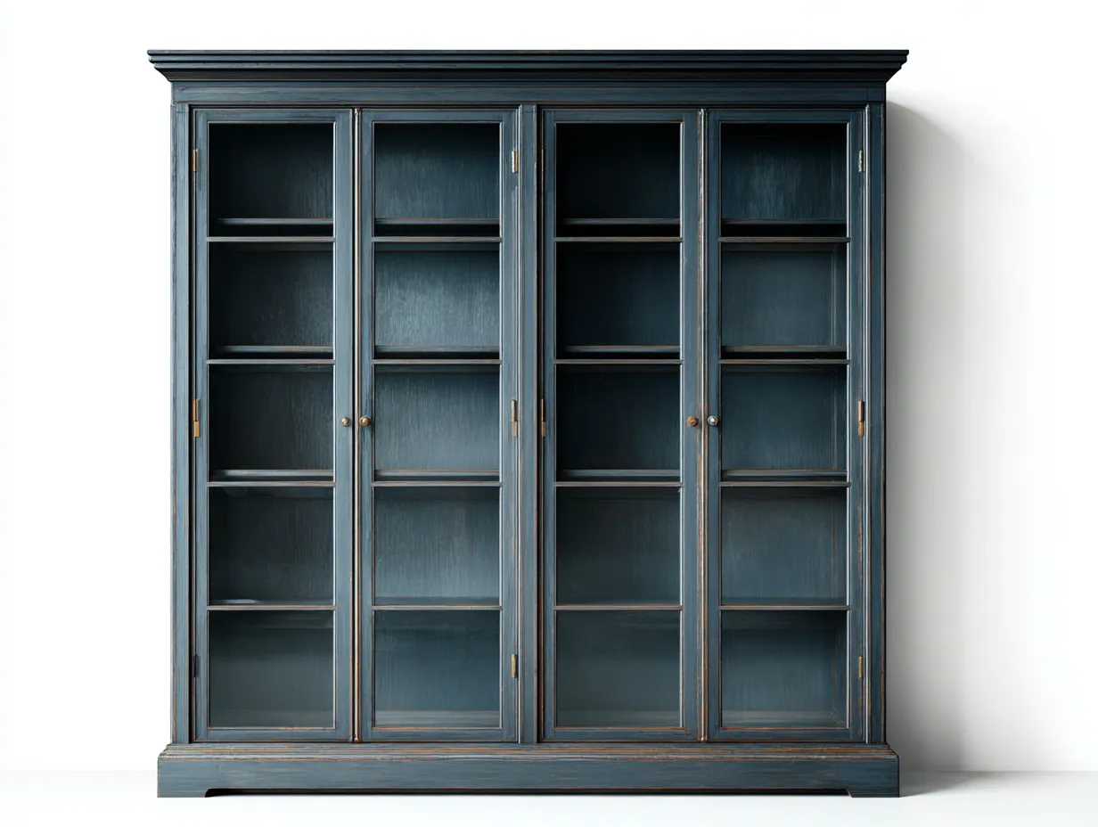 Vitrinas - madera-vidrio - 178x45x205 cm - azul grisáceo - estilo clásico-Cottauphut