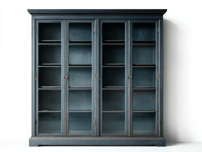 Vitrinas - madera-vidrio - 178x45x205 cm - azul grisáceo - estilo clásico-Cottauphut