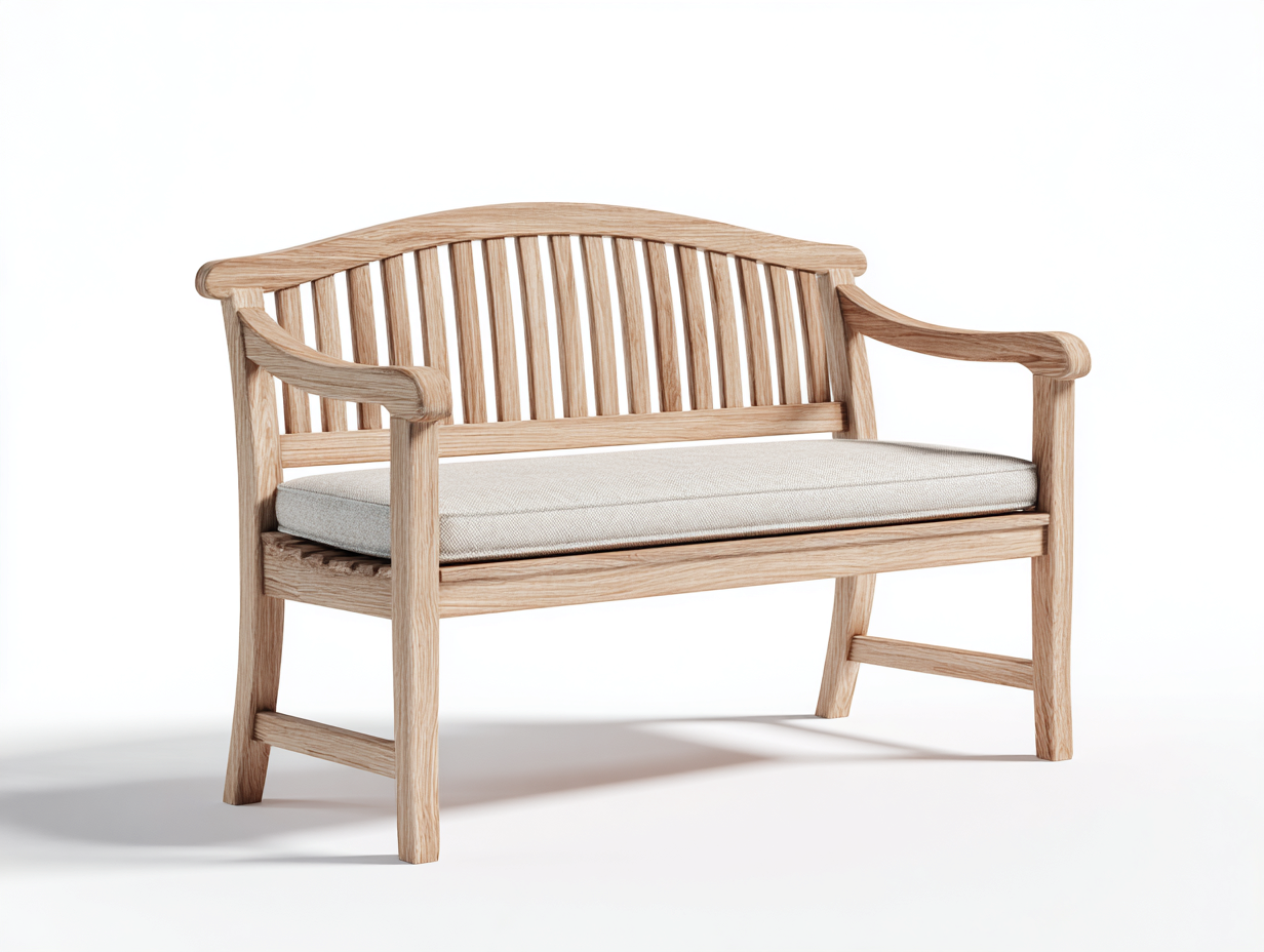 Bancos de jardín - madera-tejido - 135x58x85 cm - madera natural/beige - estilo natural exterior-Cottauphut