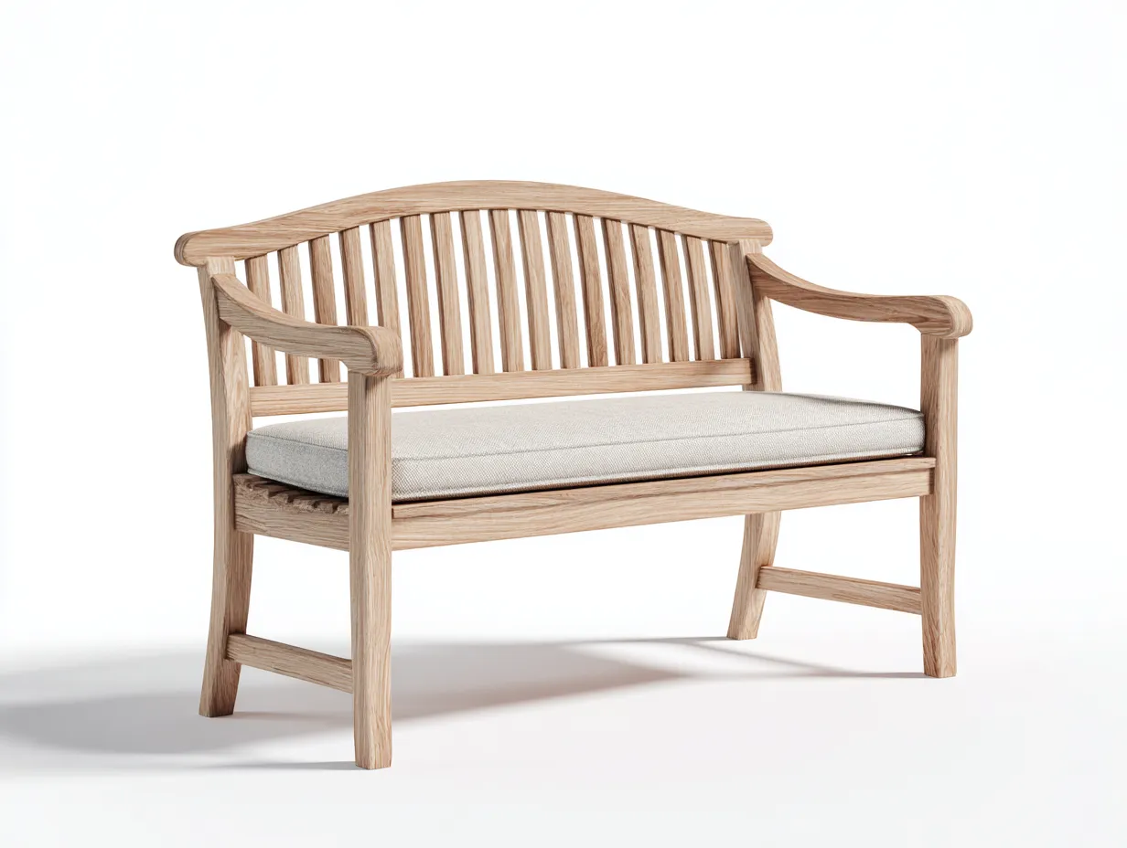 Bancos de jardín - madera-tejido - 135x58x85 cm - madera natural/beige - estilo natural exterior-Cottauphut