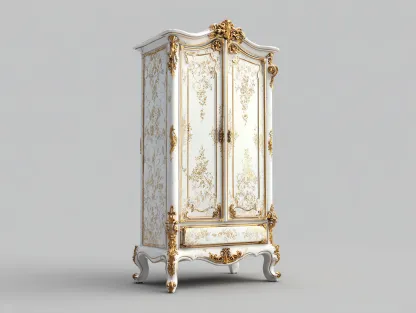 Armarios-madera-110x55x205 cm-Blanco/Dorado-estilo barroco-Cozygohut