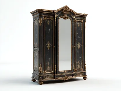 Armarios-madera-160x65x225 cm-Negro/Dorado-estilo barroco-Cozygohut