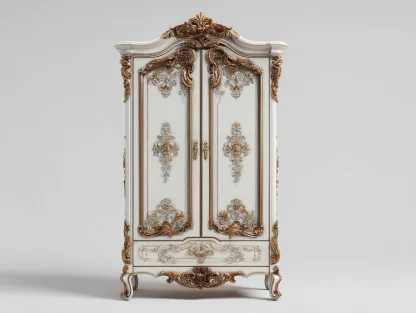 Armarios-madera-125x58x218 cm-Blanco/Dorado-estilo barroco-Cozygohut