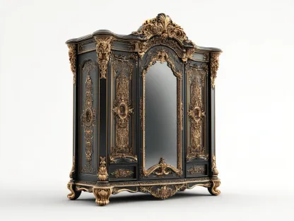 Armarios-madera-180x70x235 cm-Negro/Dorado-estilo barroco-Cozygohut