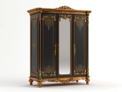 Armarios-madera-170x68x230 cm-Negro/Dorado-estilo barroco-Cozygohut