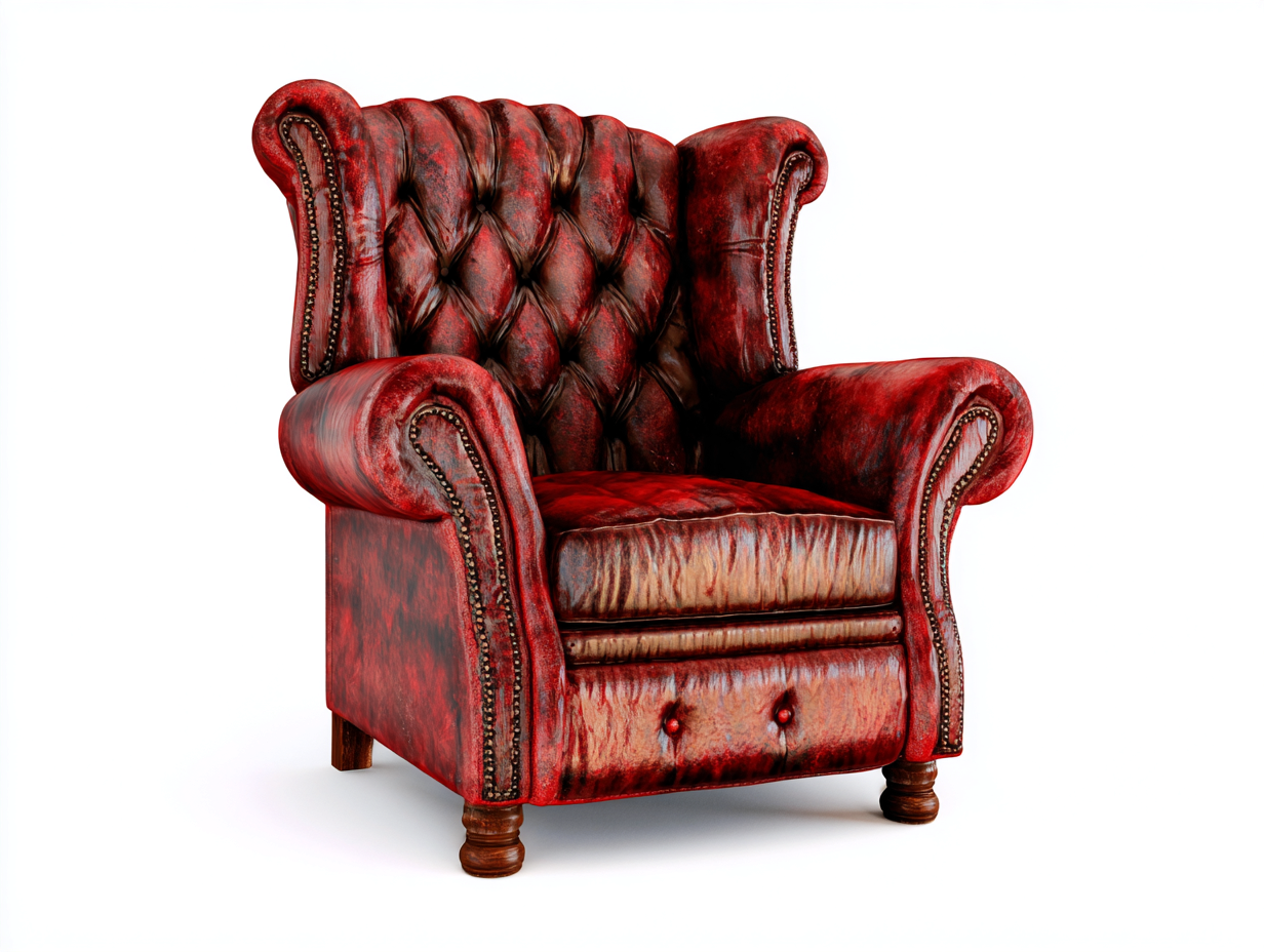 Sillón orejero - cuero sintético - 92x88x104 cm - Rojo oscuro - Estilo clásico-Cozygohut