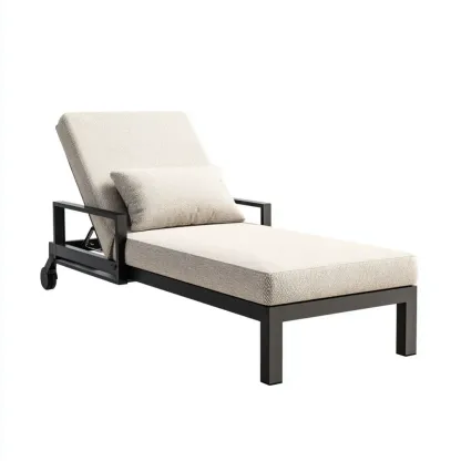 Chaise longue de jardin - Aluminium - 195x65x35 cm - Beige
