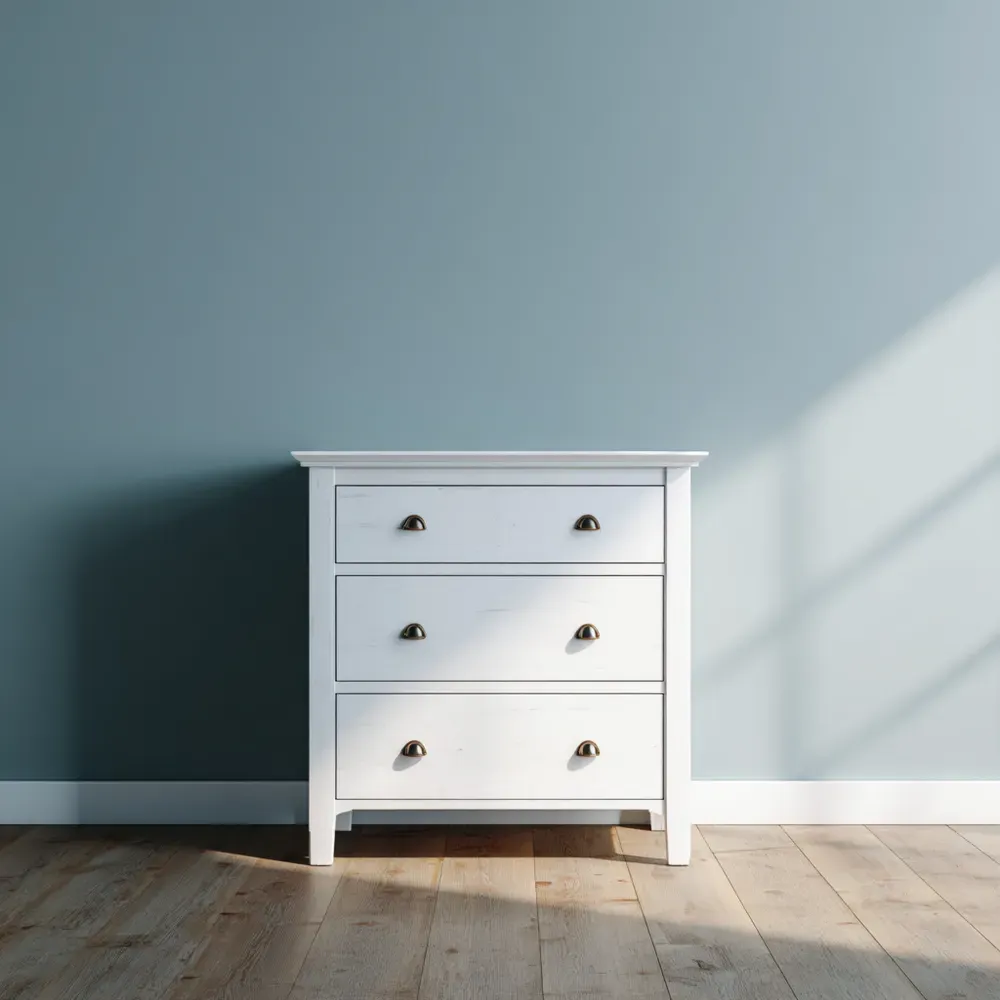 Commode 3 Tiroirs Bois Blanc 80x40x75 cm - Design Classique