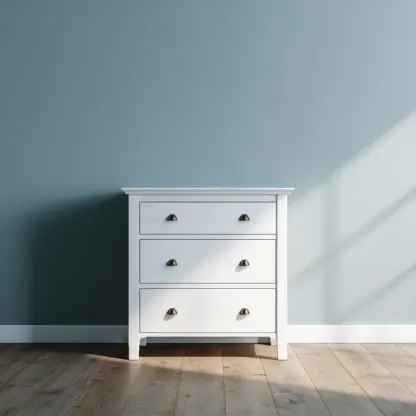 Commode 3 Tiroirs Bois Blanc 80x40x75 cm - Design Classique