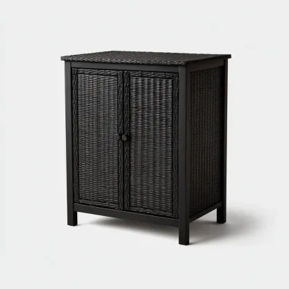 Armoire de rangement en osier synthétique 75x50x35 cm – Noir – Design contemporain