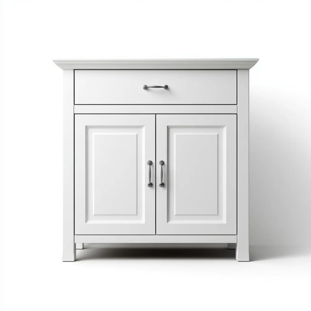 Meuble de rangement en bois 80x40x90 cm – Blanc – Style classique