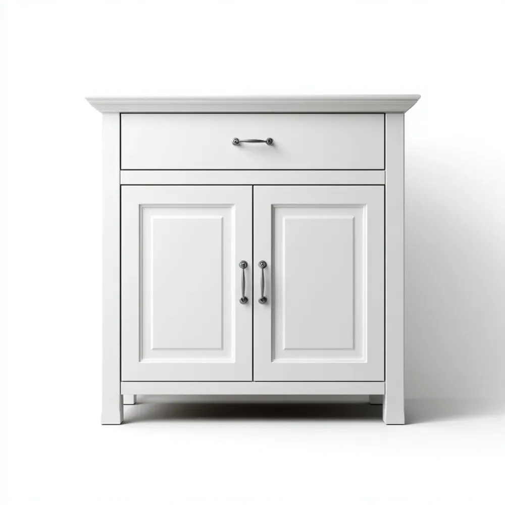 Meuble de rangement en bois 80x40x90 cm – Blanc – Style classique