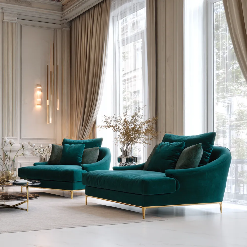 Set di Divani in Velluto Verde 200x100x90 cm - Design Moderno