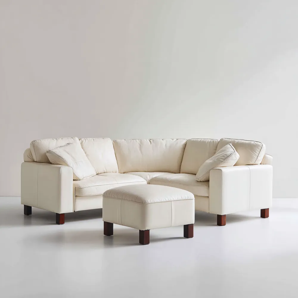 Set di divani in pelle 200x150x85 cm - Crema - Design moderno